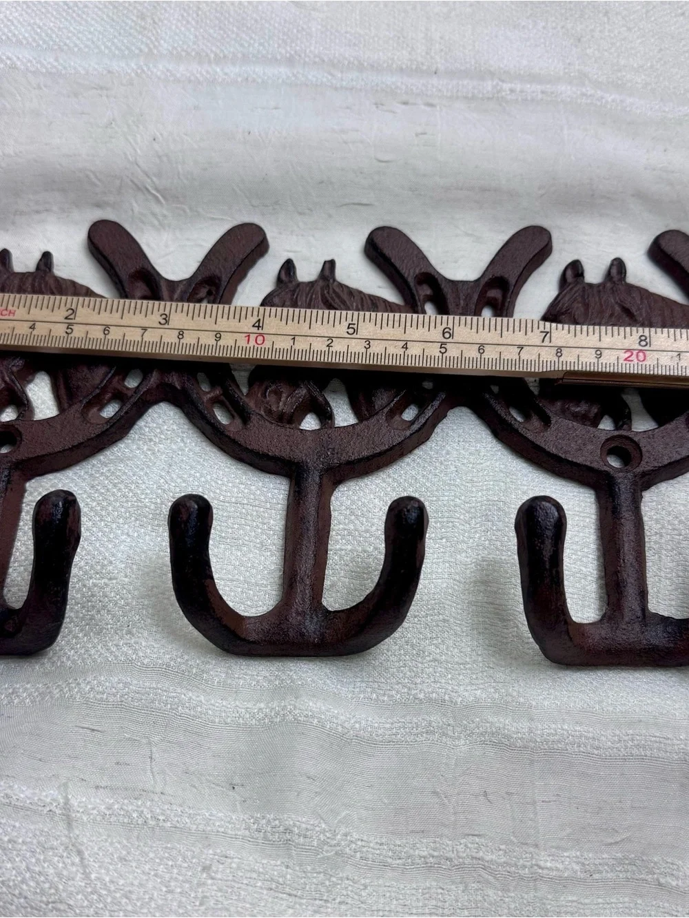 Cast Iron Horses Horseshoes Wall Hook Rack Key Towel Coat Hanger Rustic Brown